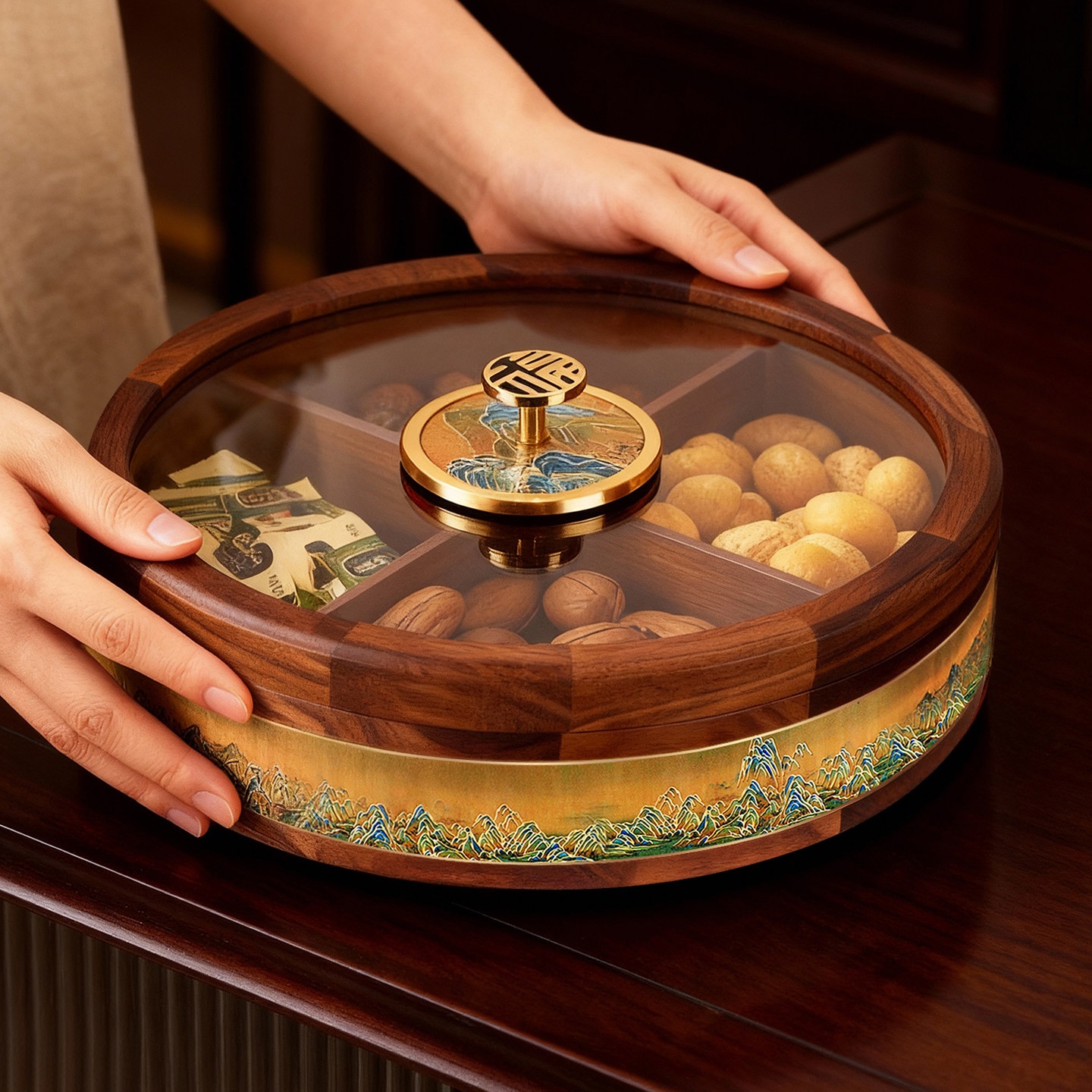 2025款胡桃木干果盒轻奢高档茶几桌面零食收纳盒坚果水果盘高级感,餐饮具,果盆/果盘/果篮,淘宝优惠券,粉丝福利购,淘宝优惠卷