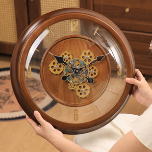 高级感齿轮挂钟艺术静音客厅家用钟表复古挂墙时钟2025新款 石英钟
