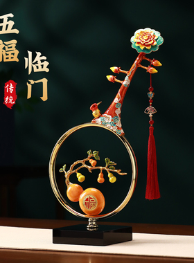 送礼佳品！中式珐琅彩琵琶摆件！