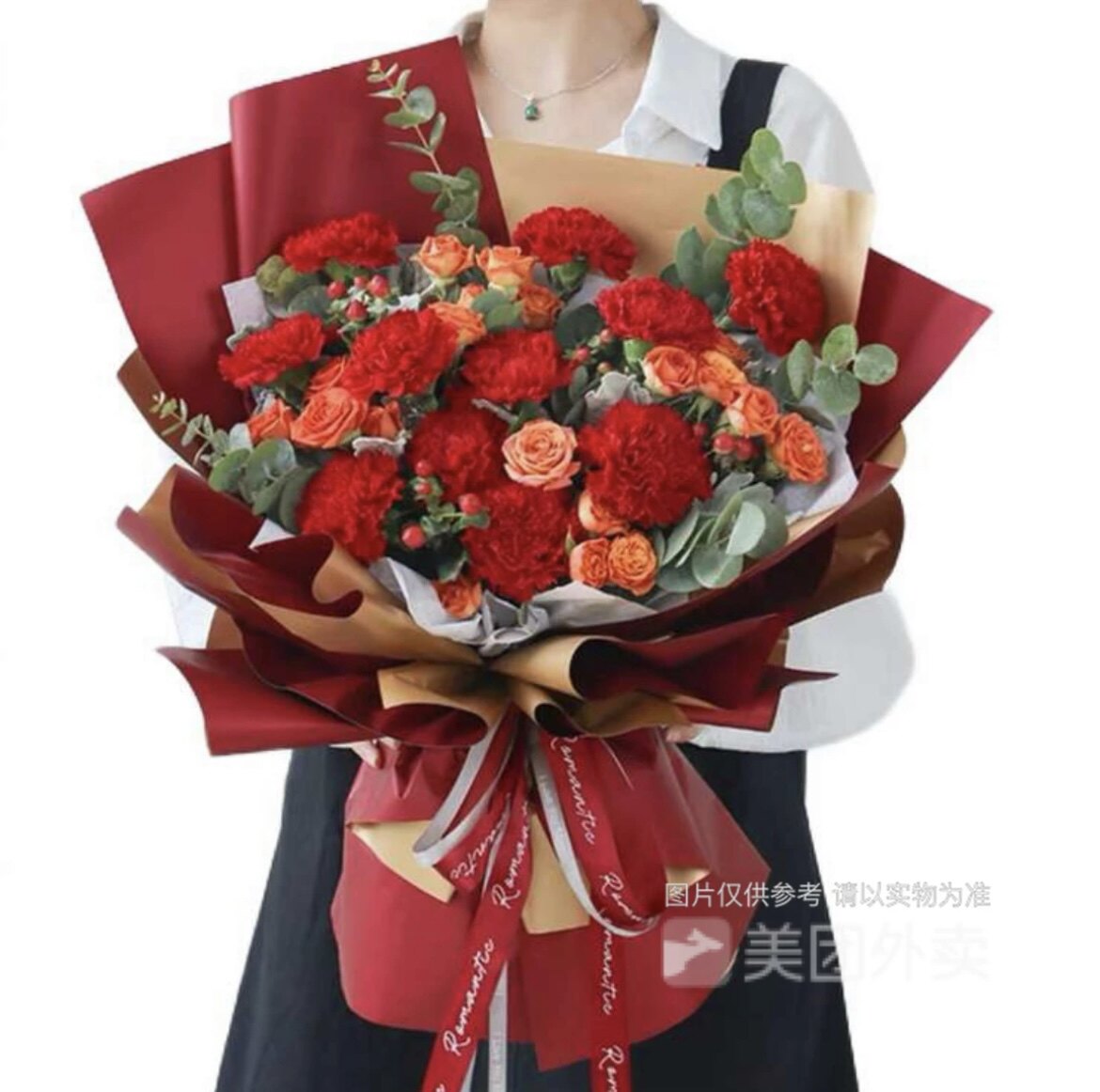 生日鲜花真花11朵红色康乃馨花束花束包邮祝福鲜花
