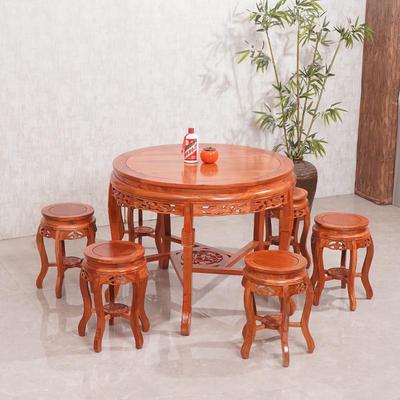 中式实木圆桌餐桌小户型仿古组合