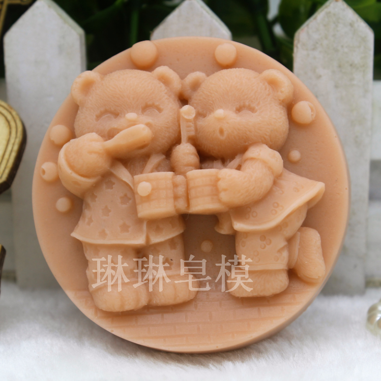 手工皂模具 香皂模具 食品级蛋糕硅胶皂模 甜蜜情侣皂模zx225