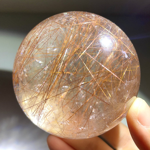 天然巴西铜发晶球红发晶球发丝效应闪6.5发晶水晶球一物一图