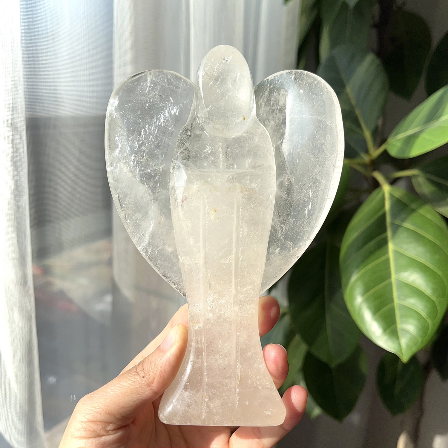 天然白水晶天使饰品摆件