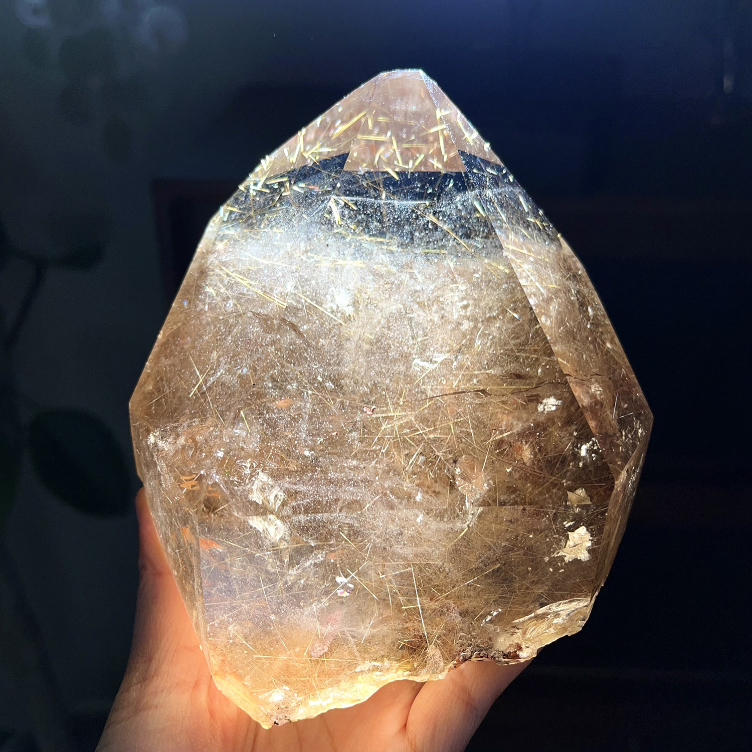 天然金发晶柱子水晶摆件