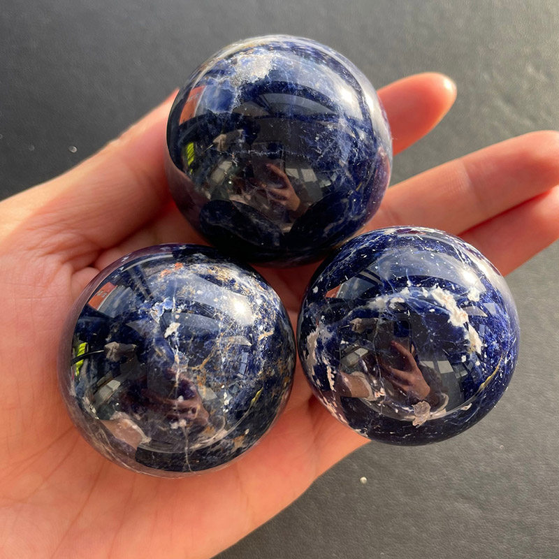 天然蓝纹石球蓝纹石原石打磨小球 纹理好看颜色蓝 水晶球饰品摆件