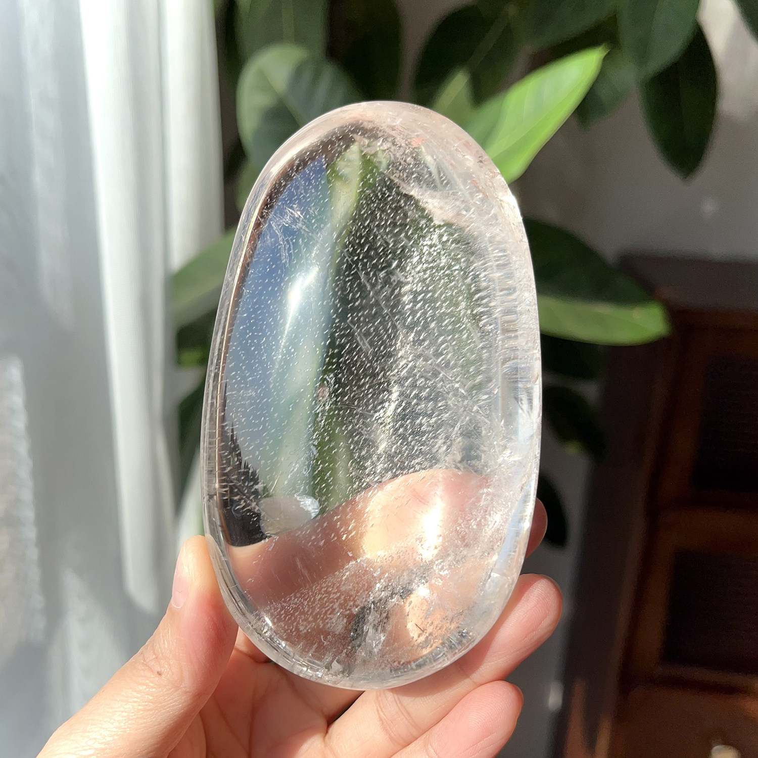 天然喜马白水晶把玩摆件