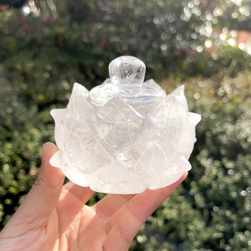 天然水晶碗白水晶莲花碗