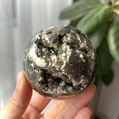 天然秘鲁黄铜矿水晶球摆件