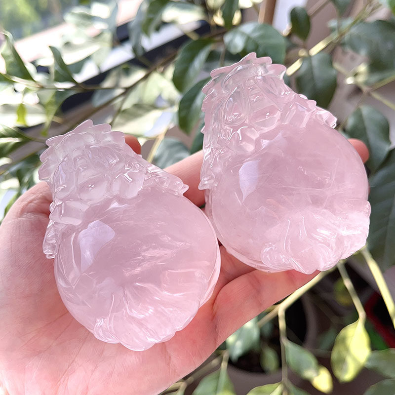 天然粉水晶龙龟晶体透