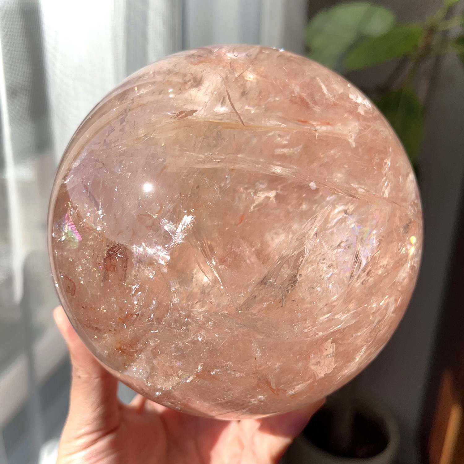 天然喜马粉阿赛彩虹球