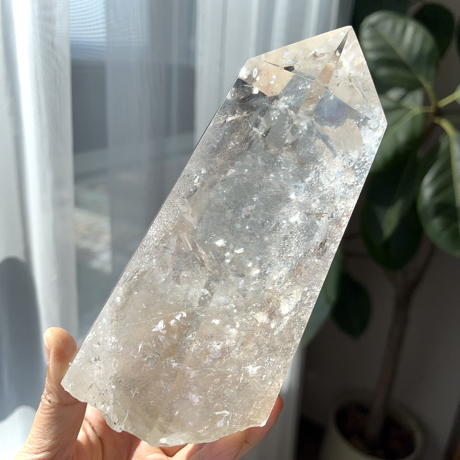 天然福利喜马白水晶阿赛柱子