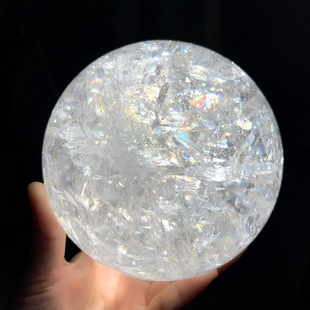 天然喜马白水晶球阿赛火彩冰雪球11.5cm高频彩虹水晶球一物一图