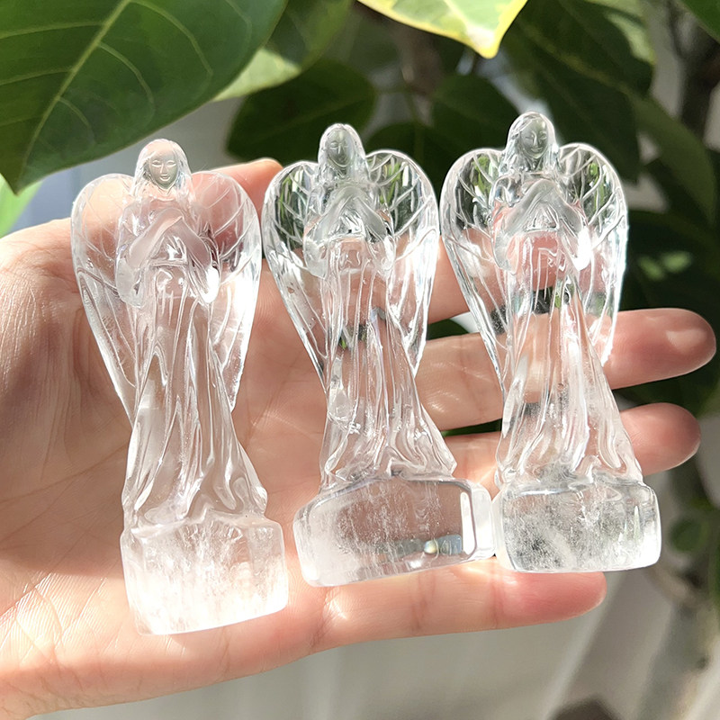 天然白水晶天使晶体透做工精细
