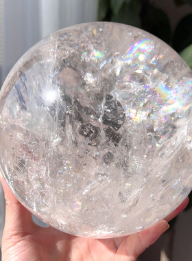 天然喜马粉阿赛彩虹球高频粉阿赛球直径14cm能量水晶球一物一图