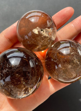 天然茶水晶球晶体通透