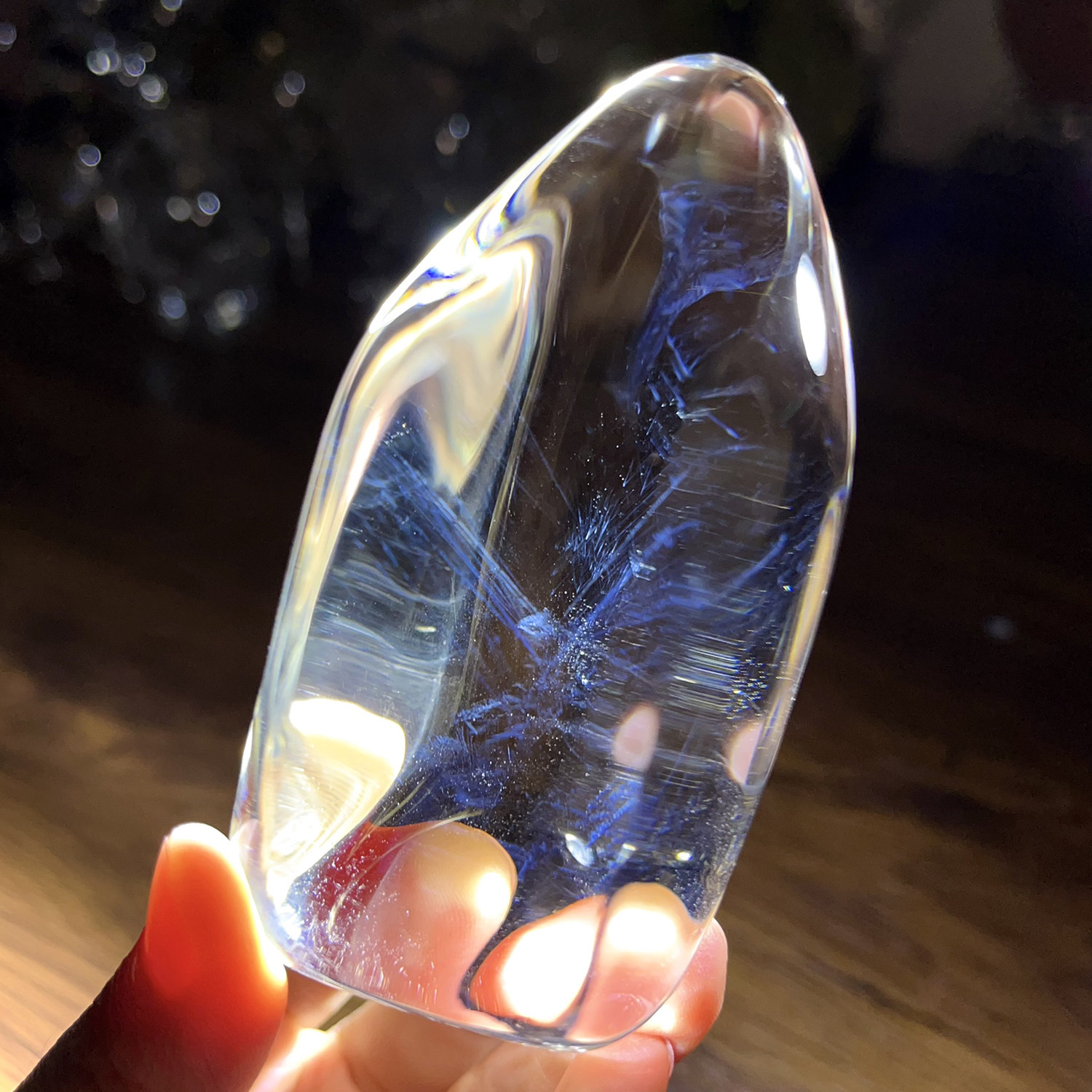 天然精品喜马蓝针白水晶把玩