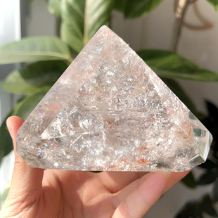 天然喜马粉阿赛水晶随形花瓣彩虹原石打磨高频能量摆件一物一图