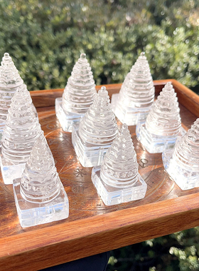 天然喜马拉雅水晶Yantra坛城摆件白水晶原石打磨财富之石饰品摆件