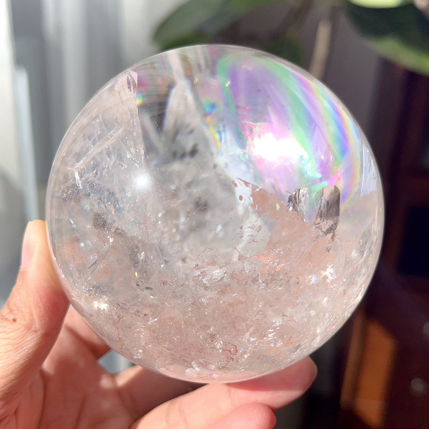 天然喜马粉阿赛彩虹球
