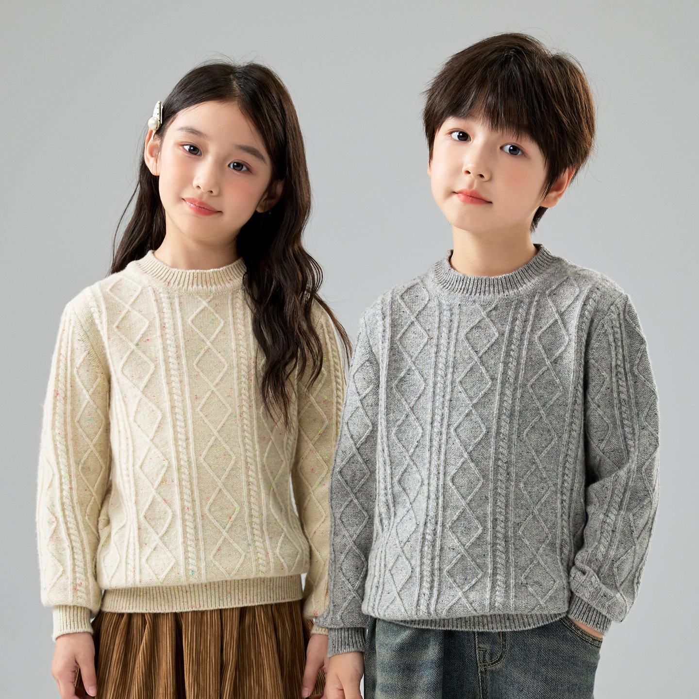 优质儿童小圆领妞花加厚羊毛衫彩点纱套头打底毛衣宝宝宽松针织衫