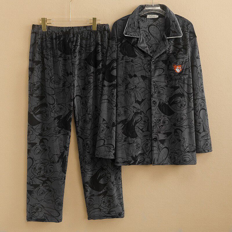 秋冬男 超柔绒开衫加肥加大码睡衣格子胖人大码天鹅绒200斤家居服