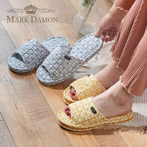 纯棉布艺布底静音家居布拖鞋