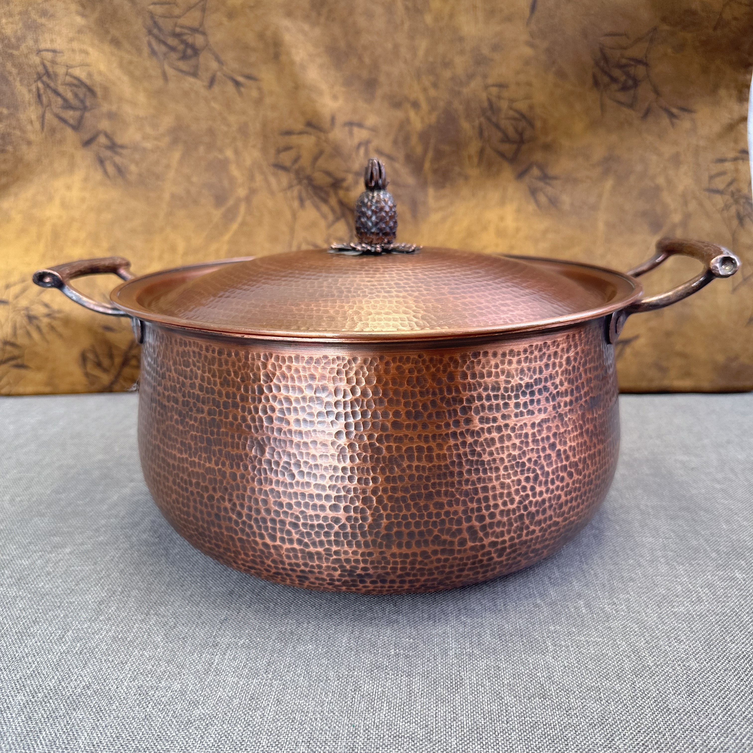 特厚电磁炉燃气灶通用铜火锅紫铜鸳鸯锅一体成型家用汤锅铜锅