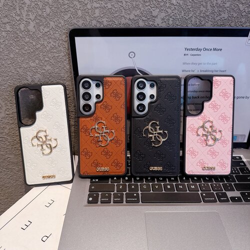 欧美潮牌GUES奢华皮质三星S26Ultra手机壳高级印花适用S25保护套S24高档S23男女A57奢侈A25/17/36/16/35/56套