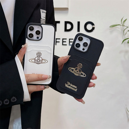 欧美潮牌西太后高档皮质iPhone14promax手机壳原创设计小众适用苹果16插卡包保护套15奢侈时尚13小香风17女款