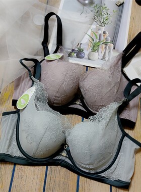 俏丹莉9435内衣女薄款B杯花瓣美人杯软钢圈聚拢性感蕾丝3排扣文胸