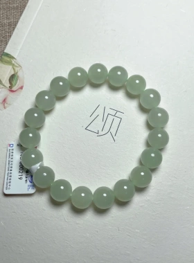 青海料晴水手串男女款玉石手串佛珠圆珠晴水湖水绿手串