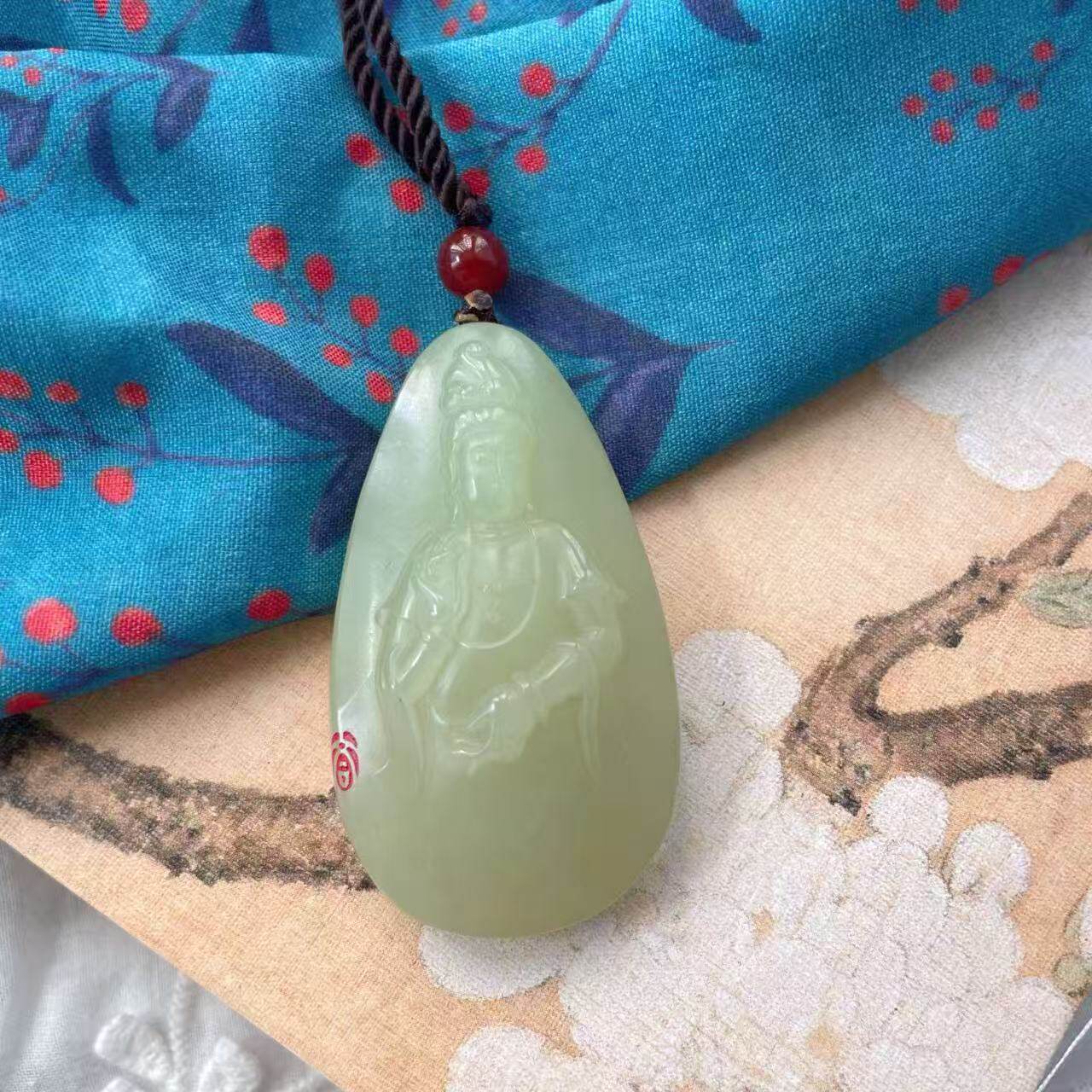 天然和田玉观音吊坠黄玉男女款玉石挂件玉佩玉坠