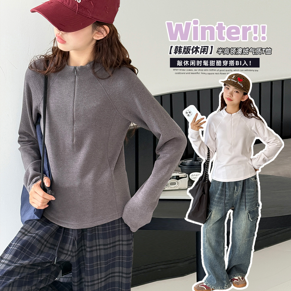 女童打底衫秋冬2025新款女孩上衣