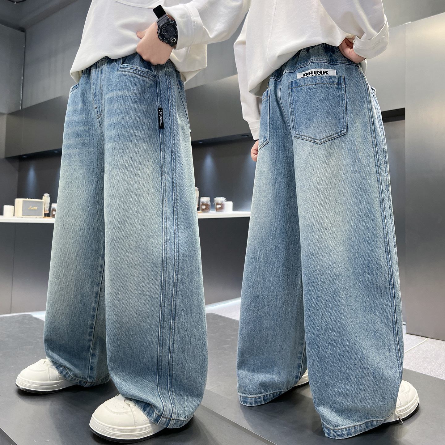 男童牛仔裤春装2026新款大儿童裤子直筒春秋季男孩初中生休闲长裤