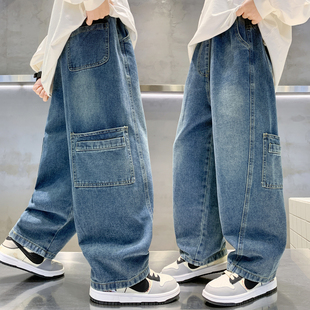 儿童装男童裤子2025新款大童秋装牛仔裤春秋冬款男孩秋季休闲长裤