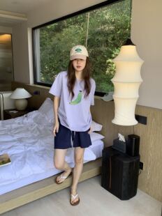 新品 杜小宅夏季 果蔬派对甜美可爱睡衣女家居服套装 遛弯衣可外穿