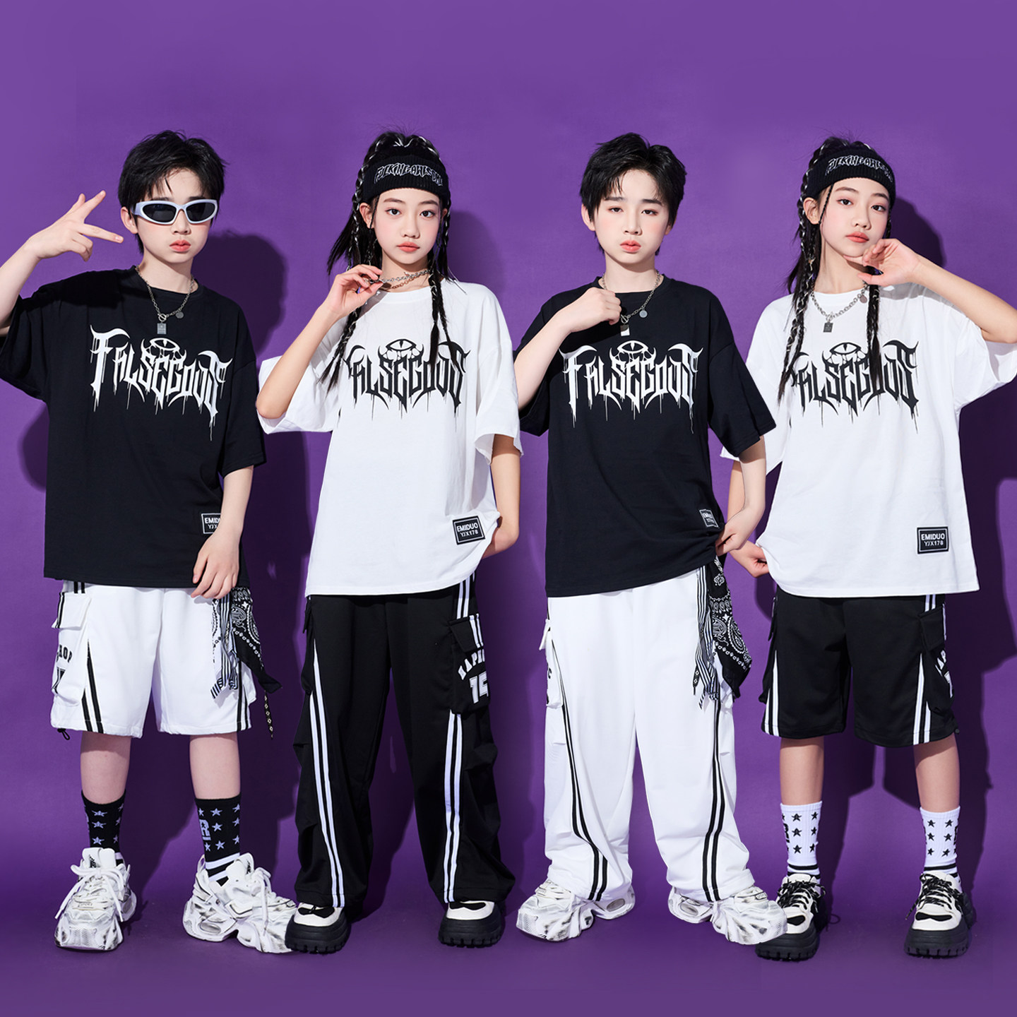 街舞儿童潮服男童嘻哈hiphop演出服套装女童运动会春秋表演服装夏
