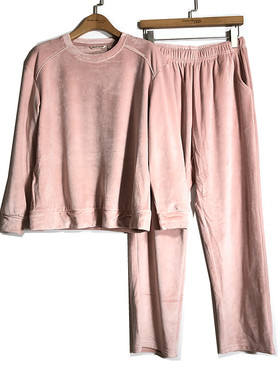 皮尔卡丹女士冬季圆领法兰绒休闲睡衣睡裤套装长袖家居服PI221149