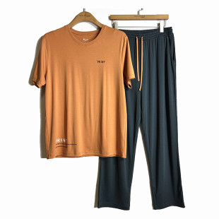 AL02 caser凯撒春夏男士 家居服套装 本草棉印花睡衣短袖 3902 长裤