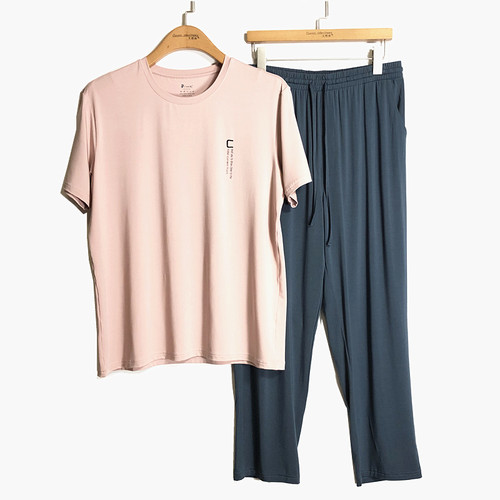 凯撒男刺绣莫代尔家居服套装