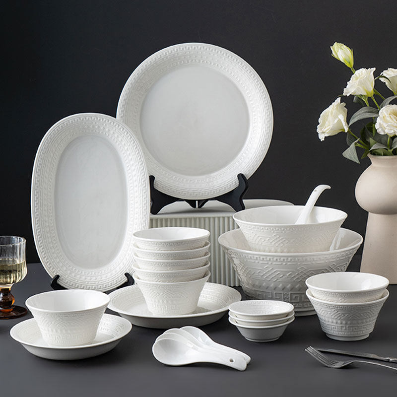 宫廷法式家用浮雕陶瓷米饭碗餐具组合套装新款面碗平盘鱼盘西餐盘,餐饮具,盘,淘宝优惠券,粉丝福利购,淘宝优惠卷