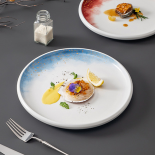 商用酒店餐厅大排档盘子新款浅盘陶瓷餐盘菜盘高颜值高级圆盘餐具