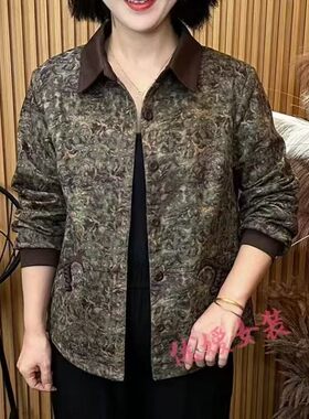 中老年妈妈翻领夹克时尚宽松