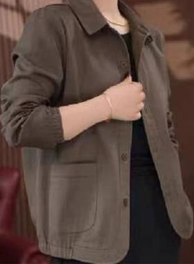 春季时尚妈妈新款时尚休闲牛仔斜纹棉减龄中老年女百搭外套上衣