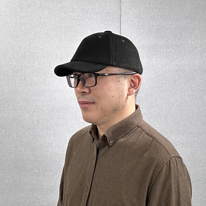 秋冬山羊皮绒面棒球帽洋气短檐男士中老年复古软顶真皮鸭舌帽子男