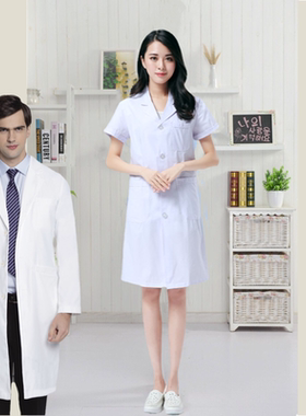 秋季大码医用白色医生服修身夏季短袖长袖男女护士服白大褂医师服