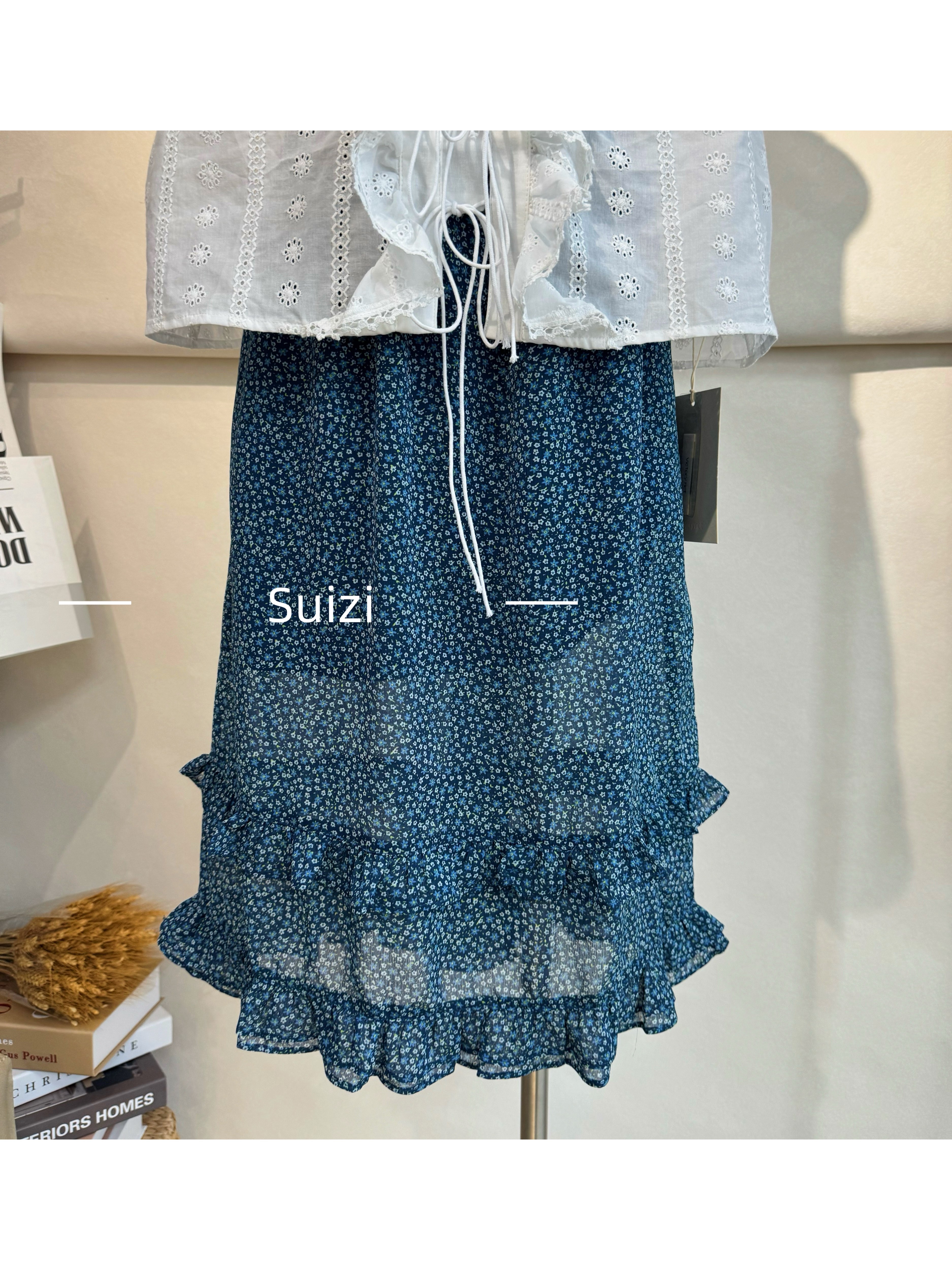 【Suizi】新款韩版碎花半身裙女中长款高腰显瘦A字裙直筒裙