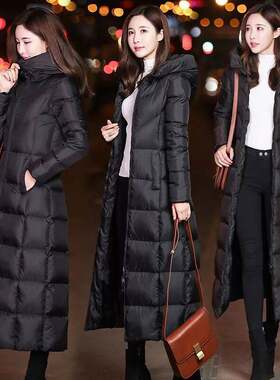 冬季新款棉服女加厚棉衣女加厚修身连帽棉袄外套长款过膝