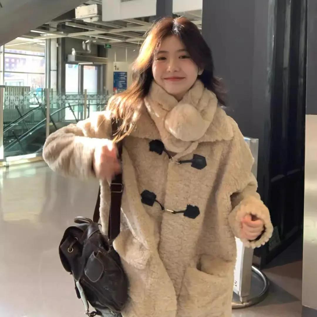 2024新款羊羔毛绒外套女装秋冬季加厚高级感摇粒绒上衣小个子棉服